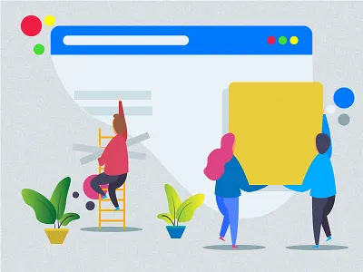Web Builder Concept cartoon color design dribbble dribbble invite flat hello illustration illustrator people plant specscale ui ux vector web webdesign