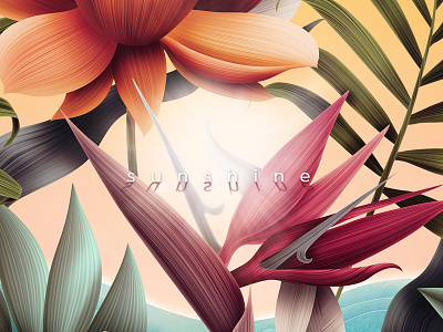 Sunshine Single Artwork Cover beach colorful flowers music nature nature illustration ocean tropical