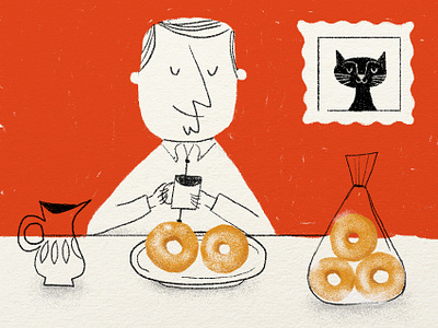 Breakfast illustration midcentury midcentury modern