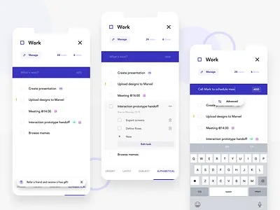Task Manager App app concept design flat interface ios iphone x mobile modern task manager ui ux