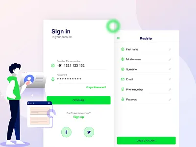 Sign in screen design app design layout login ui ux