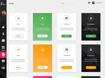 Pricing tables for Admin Dashboard admin dashboard fontawesome gradient material colors photoshop pricing typograghy ui ux web