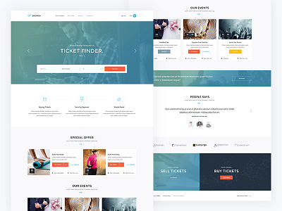 Boomza — Event Landing Page Template buy design events finder flat layout services theme tickets ui ux web