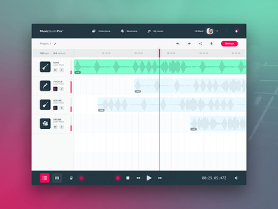 MusicStudioPro / UI design music app productdesign sound tablet app tracking uidesign user interface ux ui