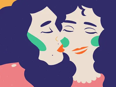 Young Love 🌈 couple face friends girl illustration art italy kiss lgbt love minimal model photoshop portrait