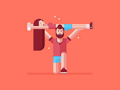 Gym Couple animation character couple flat gym illustration lifting redhead vector workout