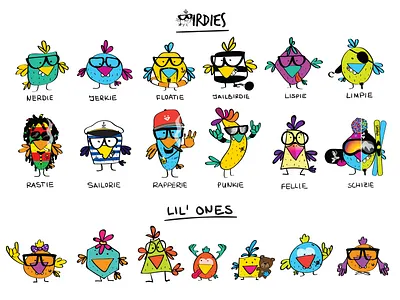 Birdies Nerdies' Family birds character characterdesign childrenillustration custom art custom design graphic design illustration kidsillustration vector vector art