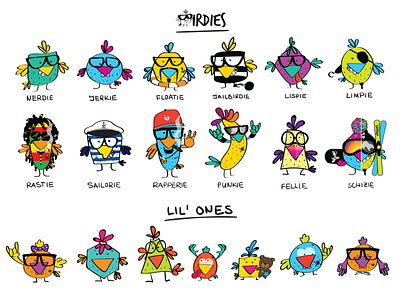 Birdies Nerdies' Family birds character characterdesign childrenillustration custom art custom design graphic design illustration kidsillustration vector vector art