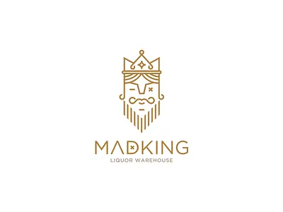 MadKing Logo branding crown face human identity king liquor logo luxury mad king royal