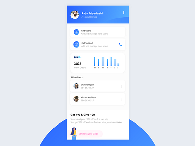 Profile cum Dashboard book truck clean app design dashboard gradient iphonex management app profile referral uxui vibrant colors white