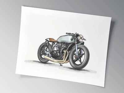 Café Racer art bike caferacer custom digital ipad painting pencil sketch water color