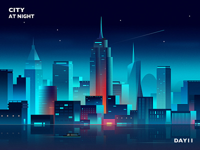 City at night design illustration ui