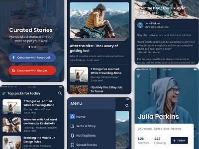 Blogging App UI android blog design ios mobile app reading app ui ux