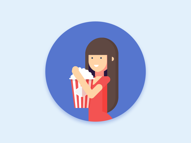 Popcorn Girl animation character cinema eating flat girl illustration movies popcorn