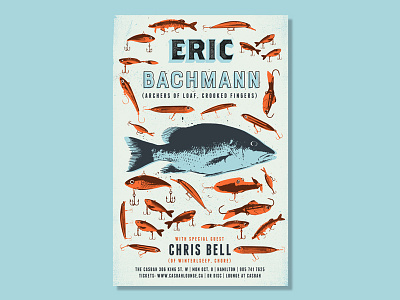 Eric Bachmann Gig Poster archers of loaf eric bachmann fish gig poster grit lure texture