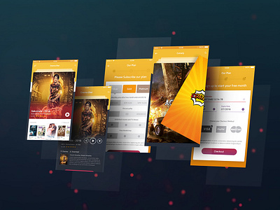 Cinemaghar App UI animation app cinema color design entertainment flat illustration minimal movie music typography ui ux yellow