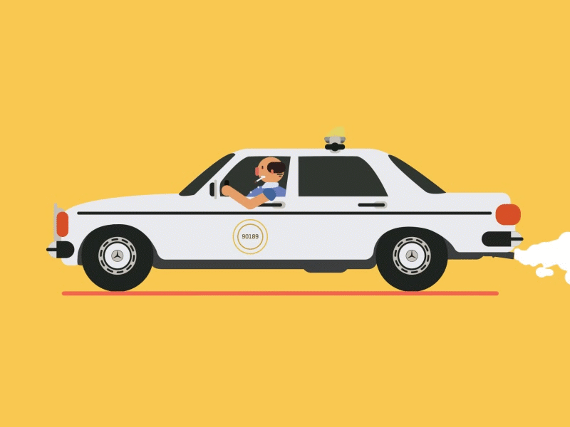 White Taxi | Casablanca animation animation 2d casablanca flat design gif gif animation illustration motion design motion graphic taxi taxi driver