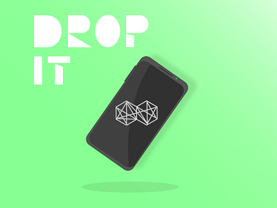 Drop It animation cartoon design flat illustration lettering smartphone typography vector