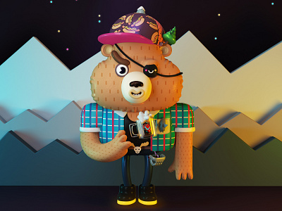 To Brosmind, Big Bear 3d animal beer bigbear brosmind characters cinema4d concept cool cute friends hotdog illustration mountains smile toy