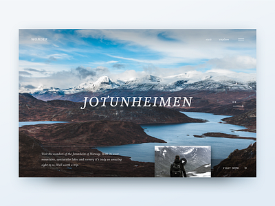 Ui 003 – Landing Page 003 dailyui design joan quiros jotunheimen landingpage landscape nature norway travel typography ui video visit web