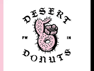 Desert Donuts Logo blackletter cactus desert dessert donut pink