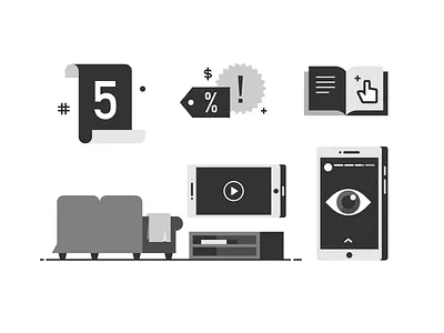 Social Video Explorations ad book couch cursor discount eye list mobile phone promo social media tutorial tv