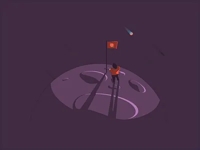 Space quest - event astronaut corporate flag illustration moon sky space stars