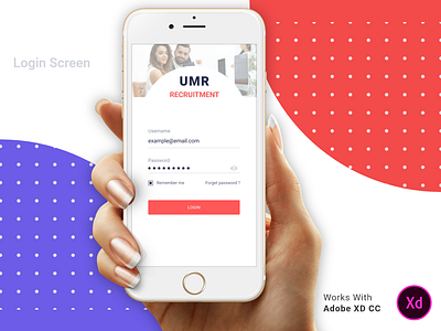 UMR Recruitment Login animation app employee employer job login recruitment signin signup ui usa ux