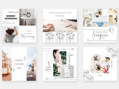 Minimalist Garden - Instagram Posts background blog blogger branding design elegant feminine floral instagram post social media stylish trendy