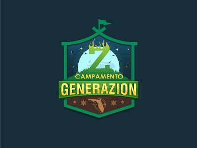 Campamento Generazion Logo brandidentity branding camp camp fire design fire forest graphic design hike hiking hill icon illustration logo moon mountain night student vector