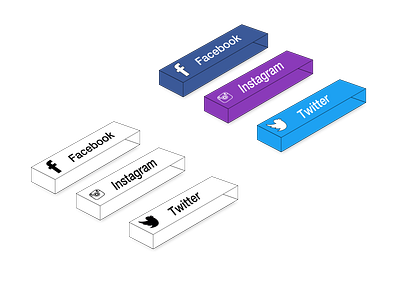 3D Block buttons concept 3d button facebook instagram sketch social twitter ui uidesign