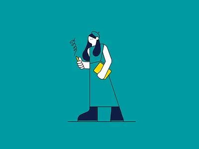 Modern Artist character girl illustration ipad