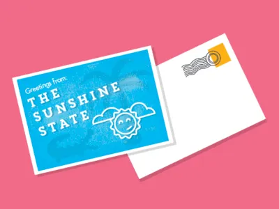 Florida Postcard design editorial floral flowers illustration logo