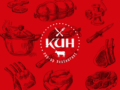 KUH Logo beef brandidentity branding butchers cow design dine gastronomy graphic design icon illustration logo pop up restaurant vector vintage