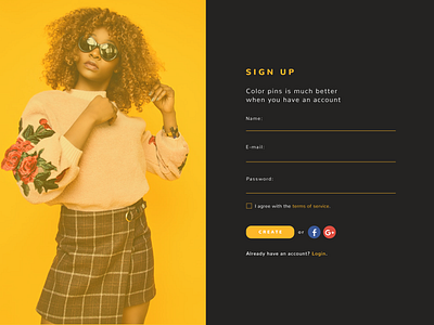 SIGN UP - Color Pins app design ui ux web website