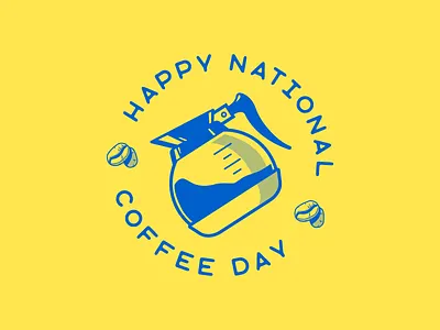 National Coffee Day blue coffee icon illustration vector