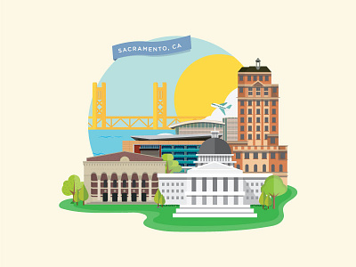 Sacramento Landscape architecture buildings california capitol city cityscape design flat illustration graphic design illustration landscape sacramento