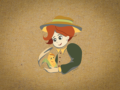 Boy with the corn illustration adobe ilustrator autumn boy character farmer flat flat design flat illustration hat illustration person red hair