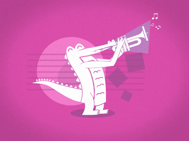 Jammin' Alligator 🎶🎶🎶 after effects alligator animation design gator geometry icon illustration illustrator motion design music new orleans trombone