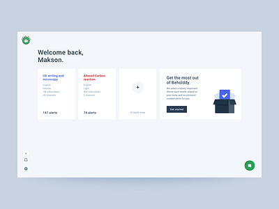 Dashboard - Beholddy alerts content dashboard flat interace knowledgebase management topics ui