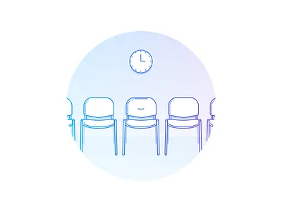Empty states illustrations app busy chairs clock empty empty state hospital line olga branishtova outline placeholder queue sick software stroke thin time ui illustration wait waiting room
