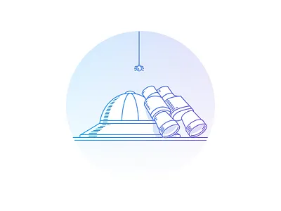 Empty states illustrations binocular branishtova close empty state end gradient hat hire hunt hunting illustration look olga branishtova outline placeholder safari screen search season spider