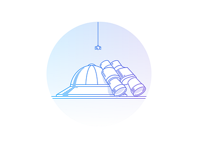 Empty states illustrations binocular branishtova close empty state end gradient hat hire hunt hunting illustration look olga branishtova outline placeholder safari screen search season spider