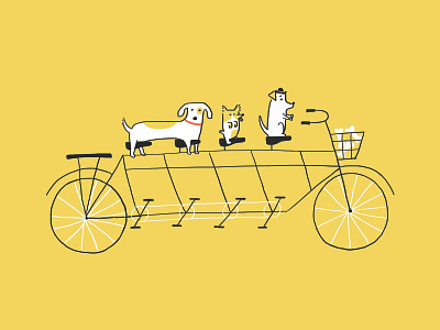 Joyride artcrank bike bones cycle dogs illustration joyride poster short tandem yellow