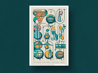 New York Poster band design gig poster illustration merch music new york poster poster design typography zac brown band