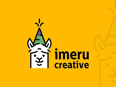 Llama Logo design for Imeru Creative adorable circular grid creative cute design golden ratio illustration imeru creative layout line animation line art llama llamas logo logo design party hat