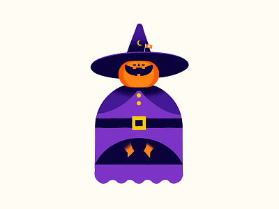 Pumpkin Head character flat halloween icon pumpkin sticker texture vector witch