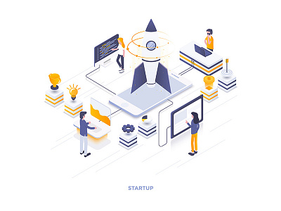 Startup Isometric Illustration 3d business creative design development illustration isometric man people team ui ux web woman