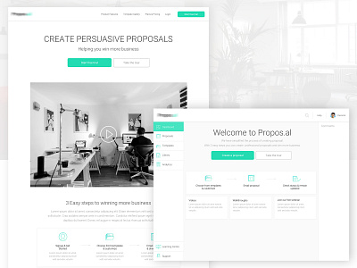 Proposal Making Website dashboard make proposal online online proposal product homepage proposal website web platform website user experience