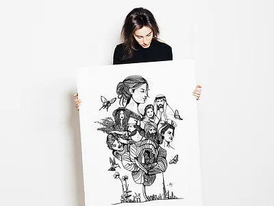 Chain of Life arab art artist beauty blackink butterfly doodle dubai flower indian lady pen people theedesigner uae